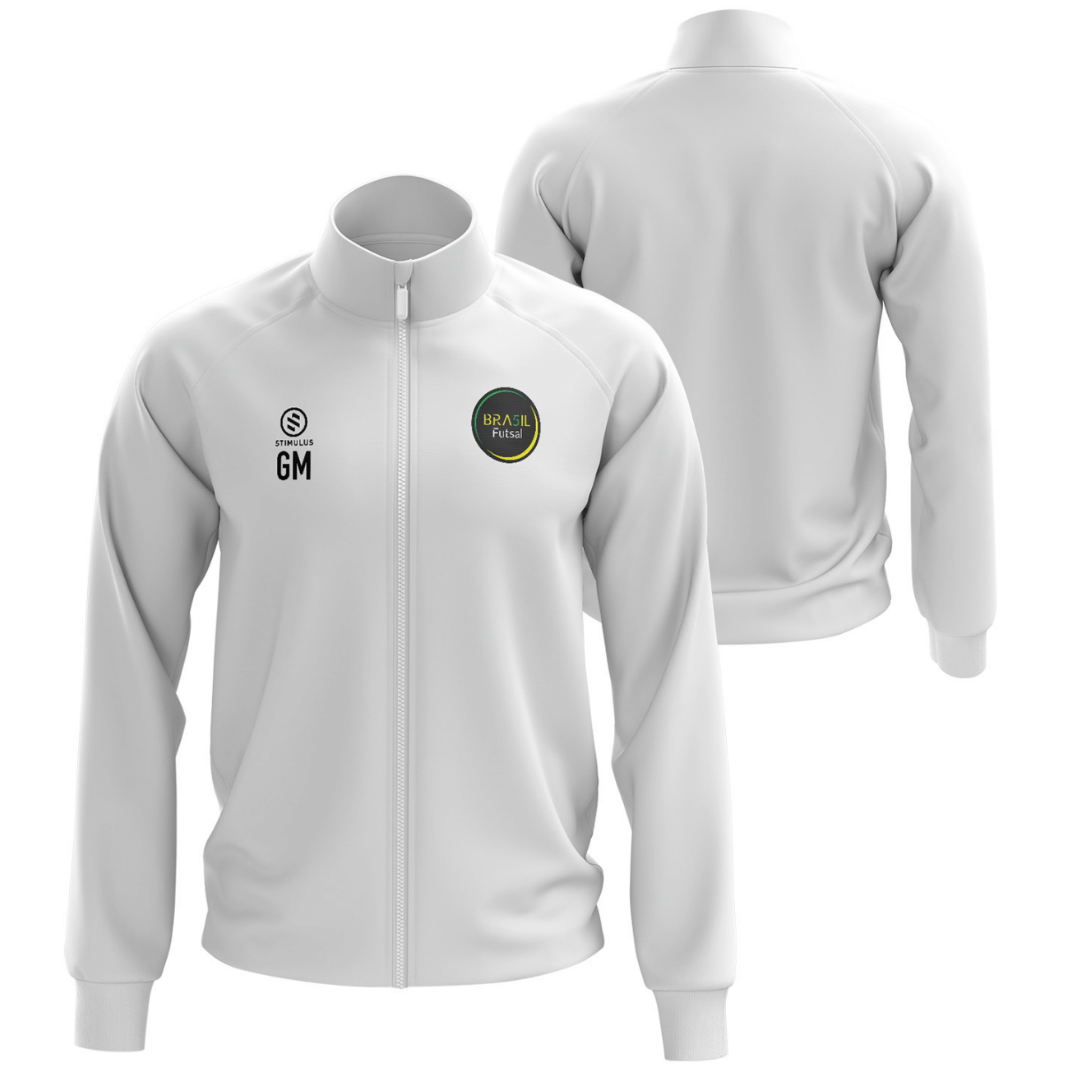 Bra5il Futsal - White Full Zip Jacket - ENTER INITIALS ONLY