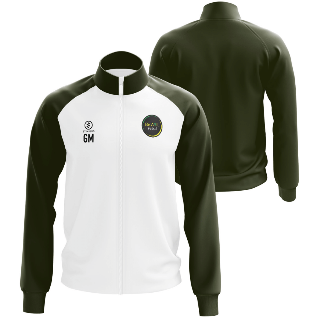 Bra5il Futsal - White/Green Full Zip Jacket - ENTER INITIALS ONLY