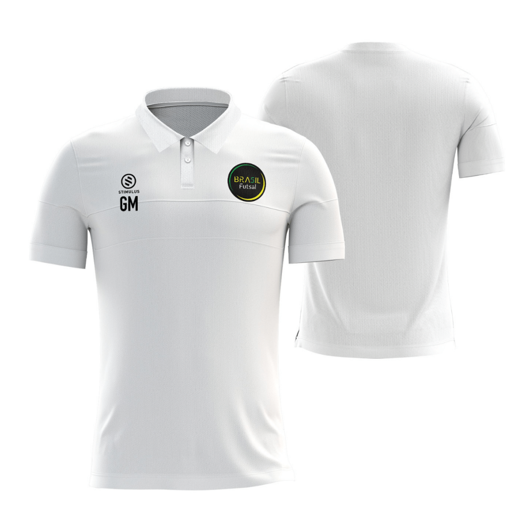Bra5il Futsal  -White Polo Shirt - ENTER INITIALS ONLY