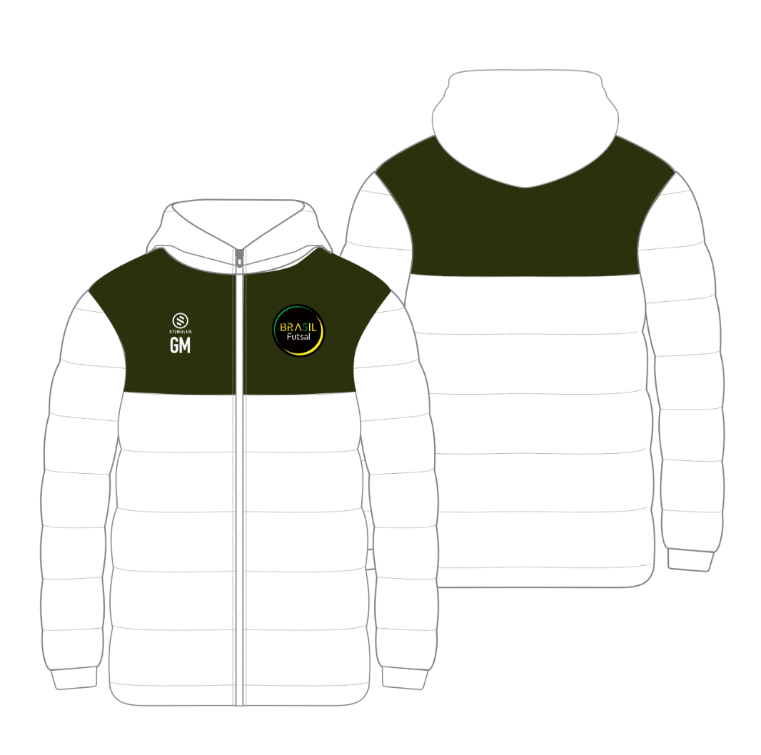 Bra5il Futsal - White Winter Jacket - ENTER INITIALS ONLY