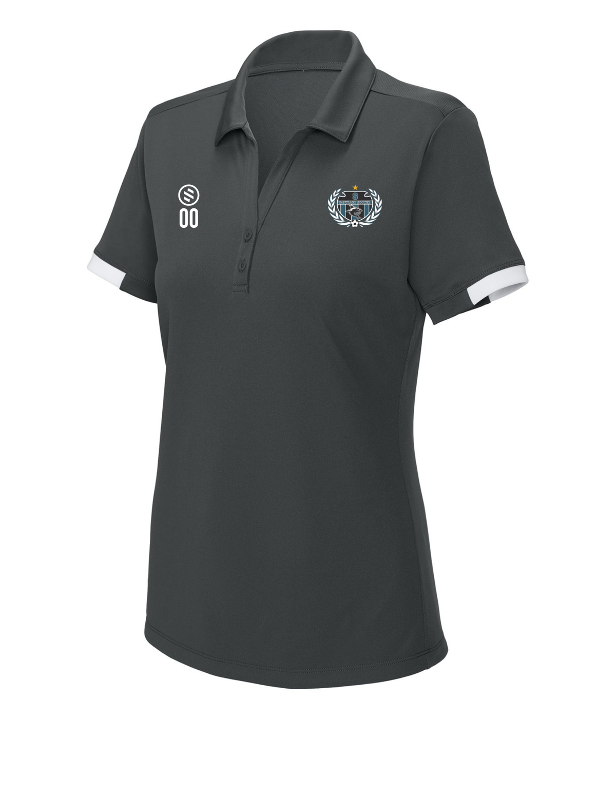 Santiago Soccer HS - Core Performance Polo - Women's  - Iron Grey/ White