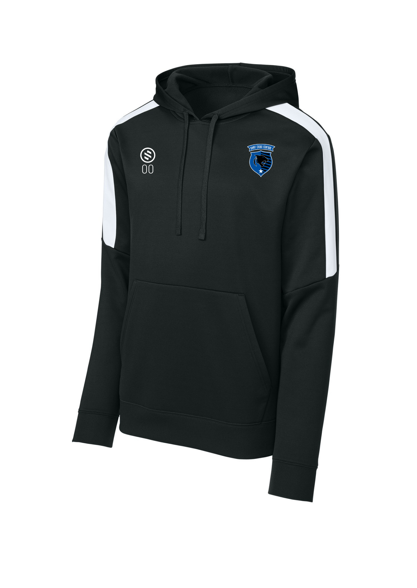 St.Croix Central Boys - Performance Stripe Hoodie - Adult - Black/White