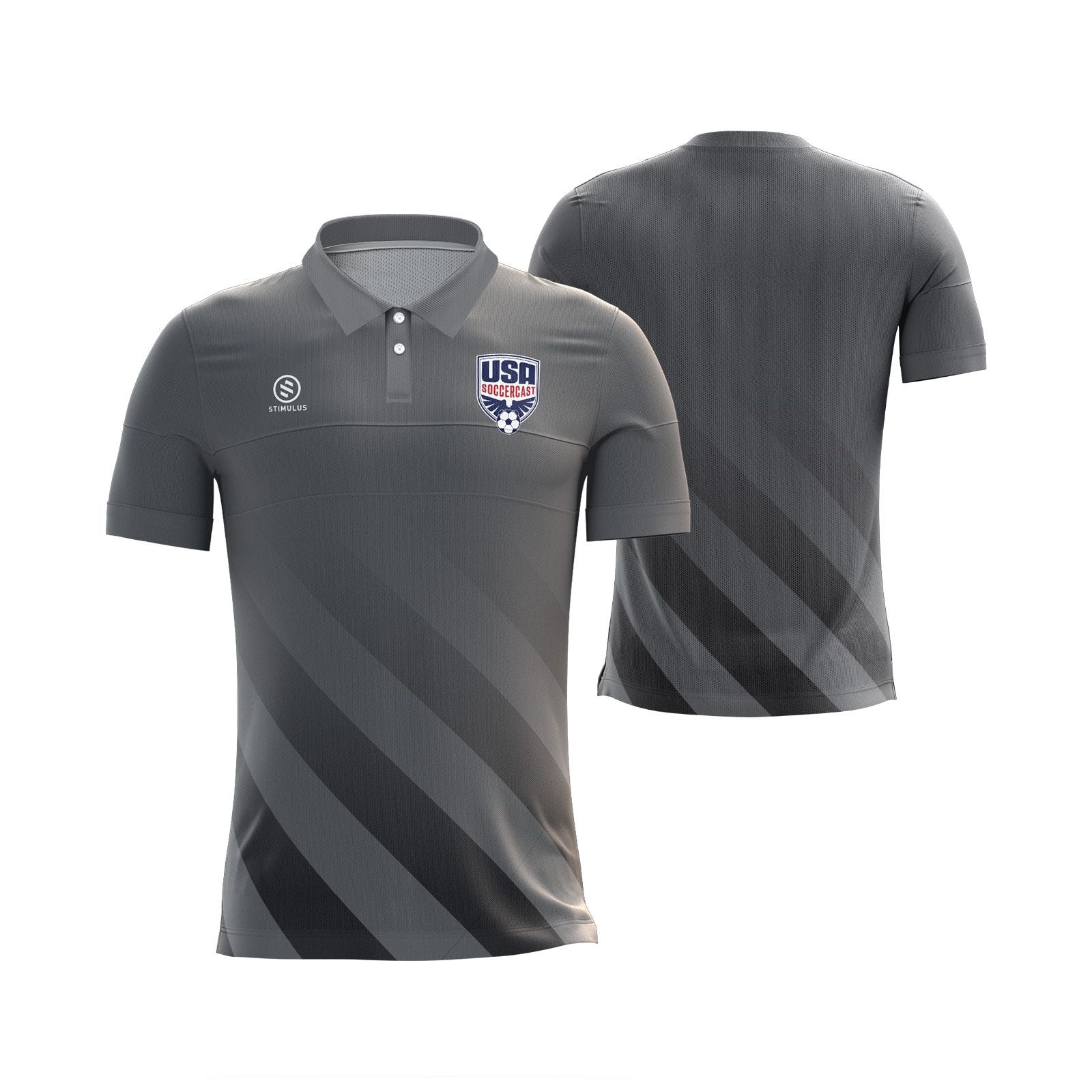 USA Soccercast - 2024 Gray Polo with Embroidered Logo