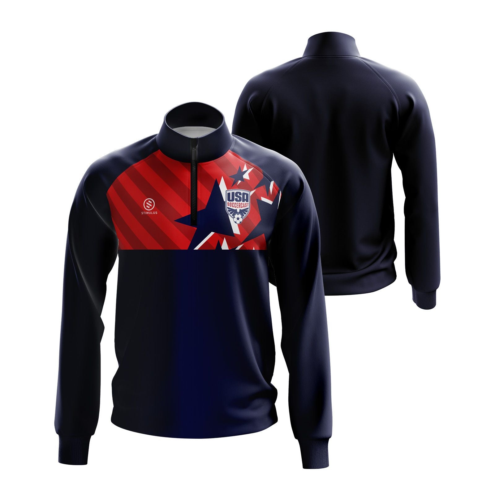USA Soccercast - 2024 Navy Stars and Stripes Half Zip Jacket