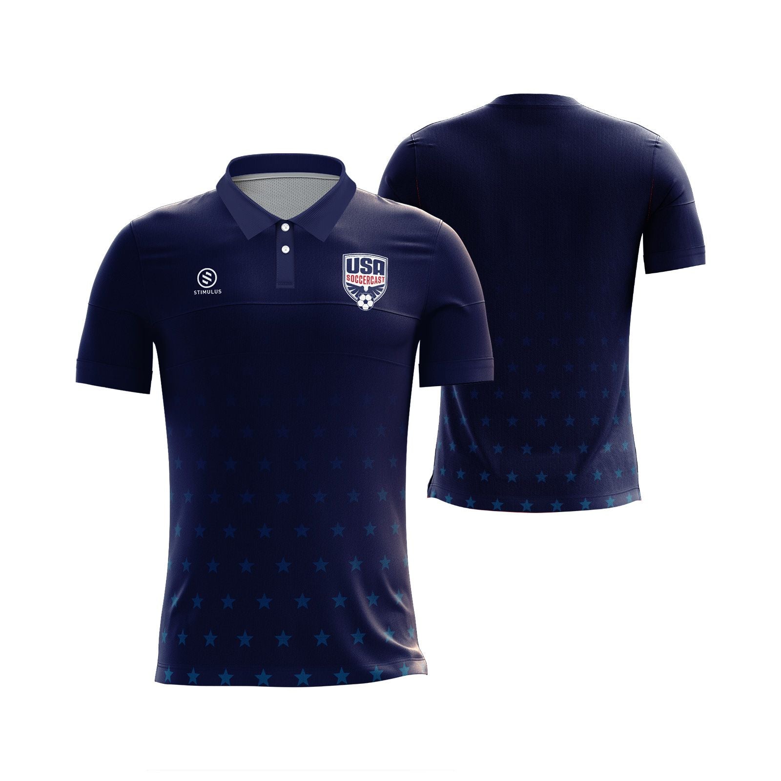 USA Soccercast - 2024 Navy Polo with Embroidered Logo