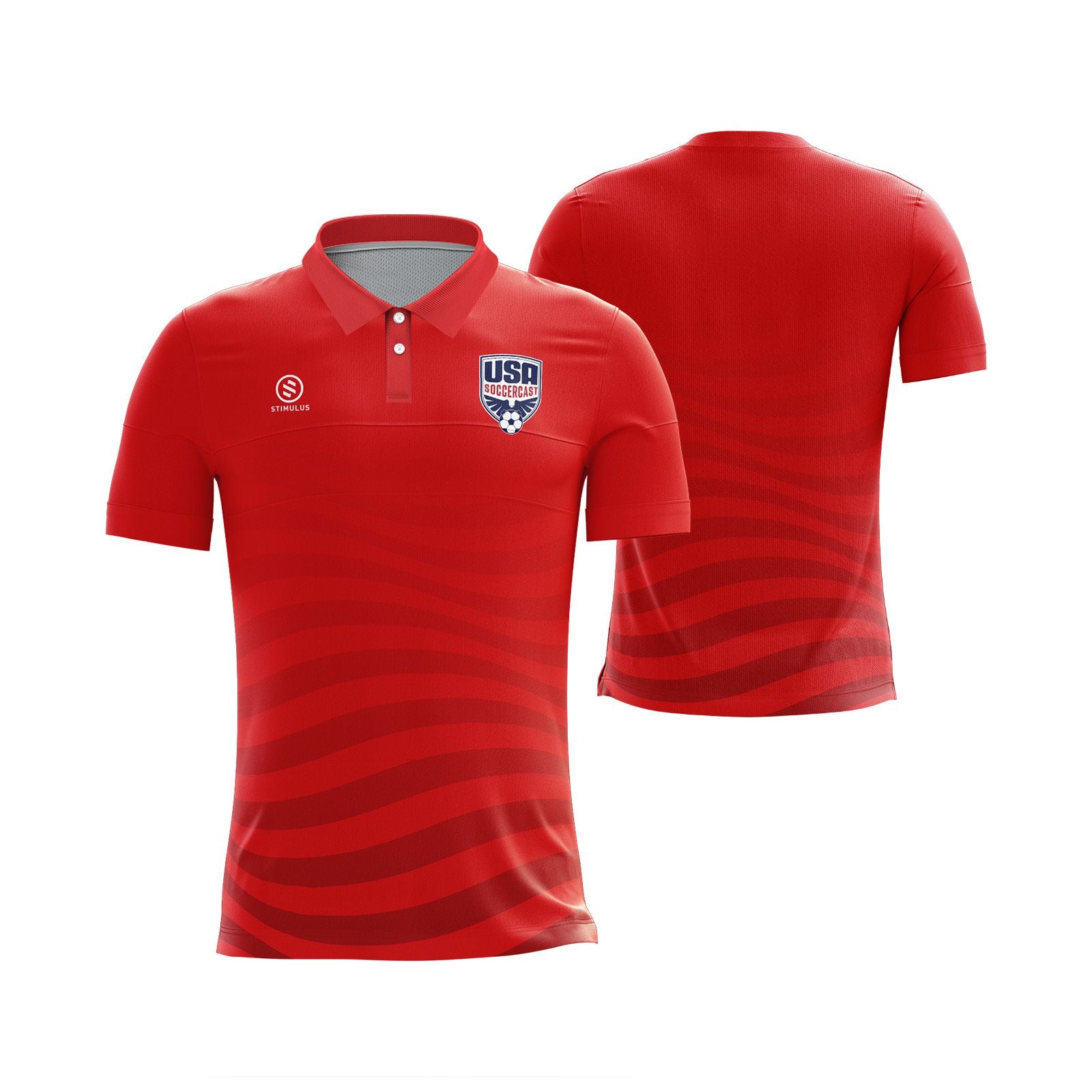 USA Soccercast - 2024 Red Polo with Embroidered Logo