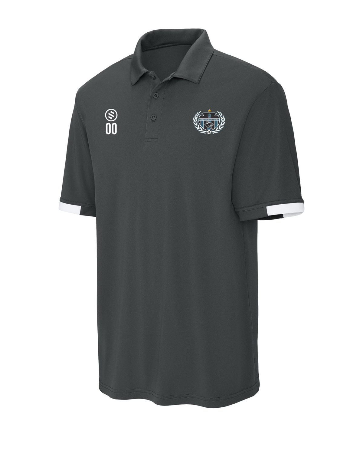 Santiago Soccer HS - Core Performance Polo - Men's - Iron Grey/ White