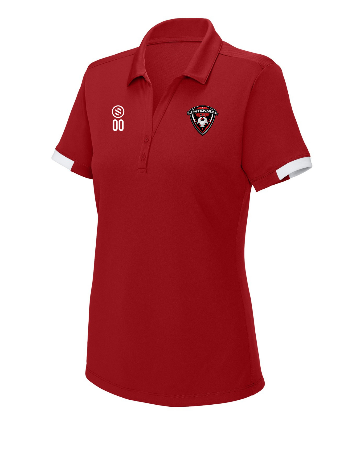 Centennial SC Coaches - Core Performance Polo - Women's - Deep Red/ White