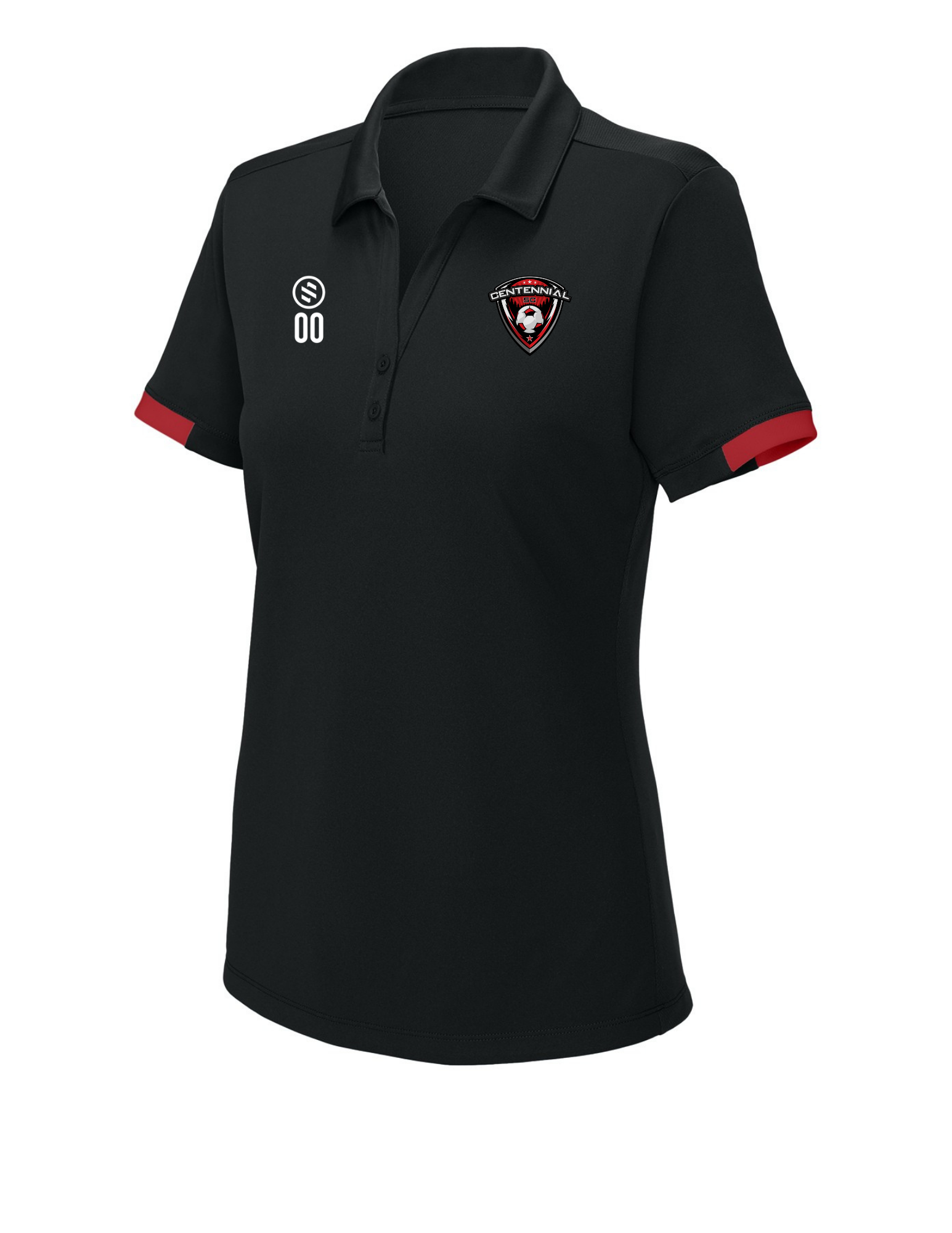 Centennial SC Coaches - Core Performance Polo - Women's - Black/ Deep Red