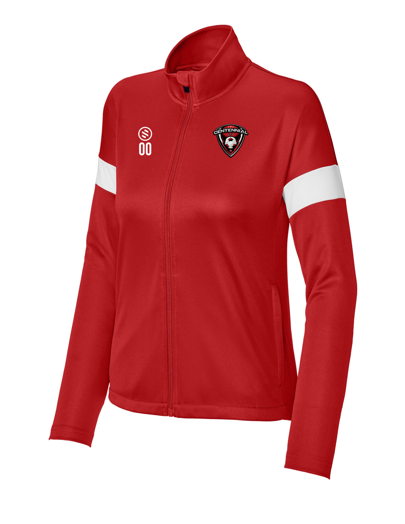 Centennial SC Coaches - ProFit Full-Zip Jacket Women's - Deep Red/ White
