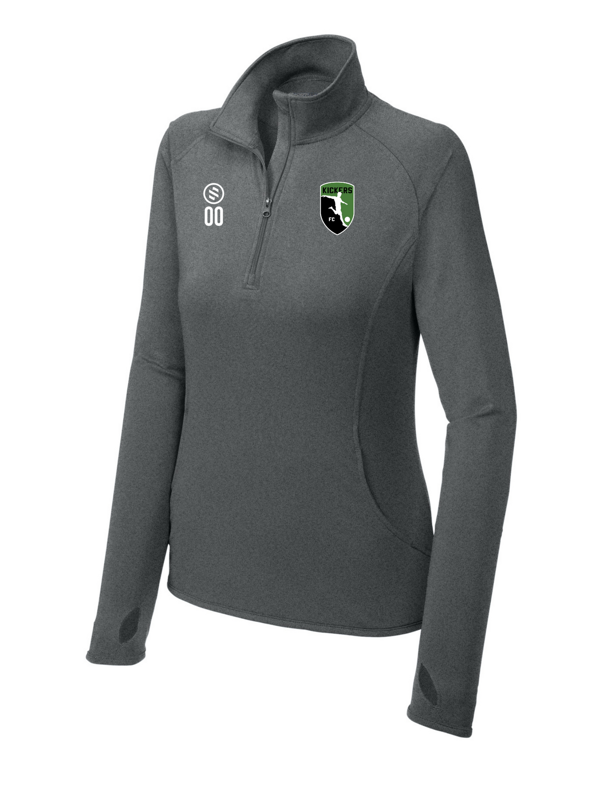 Kickers FC Coaches - 1/4-Zip Pullover - Women’s - Charcoal Heather Grey