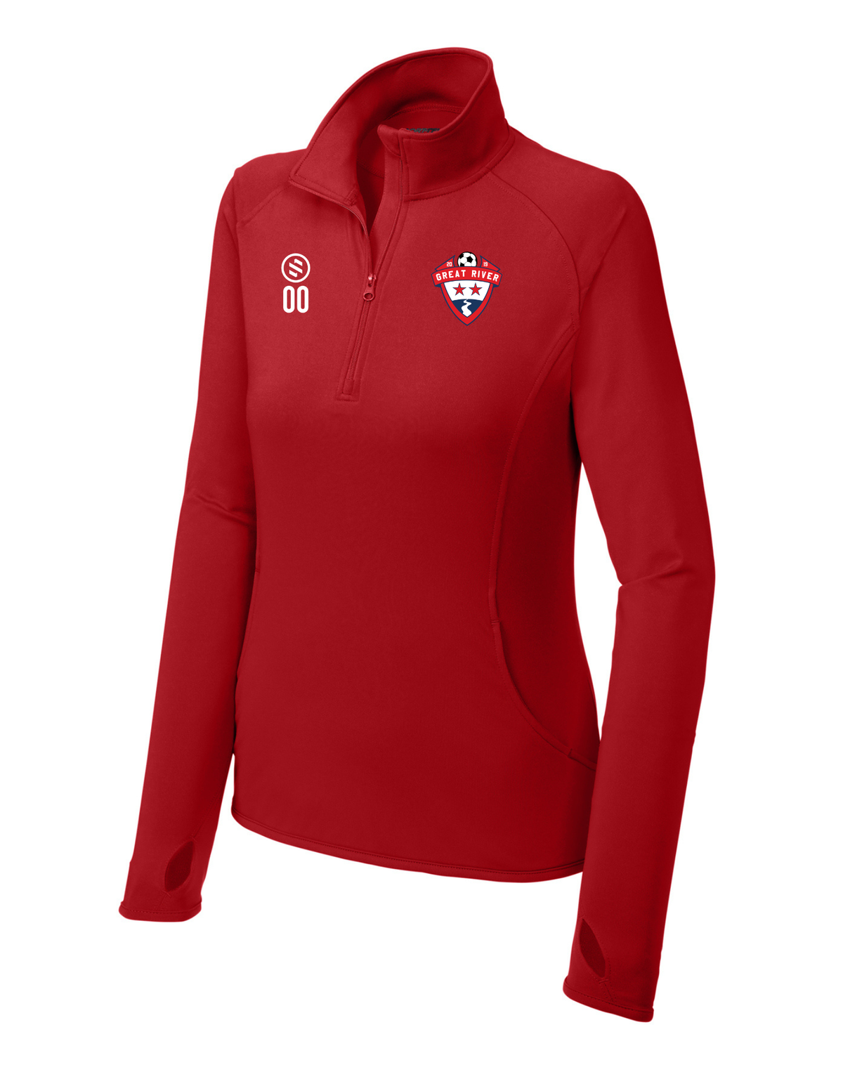 Great River SC - 1/4 Zip Pullover Women's - True Red