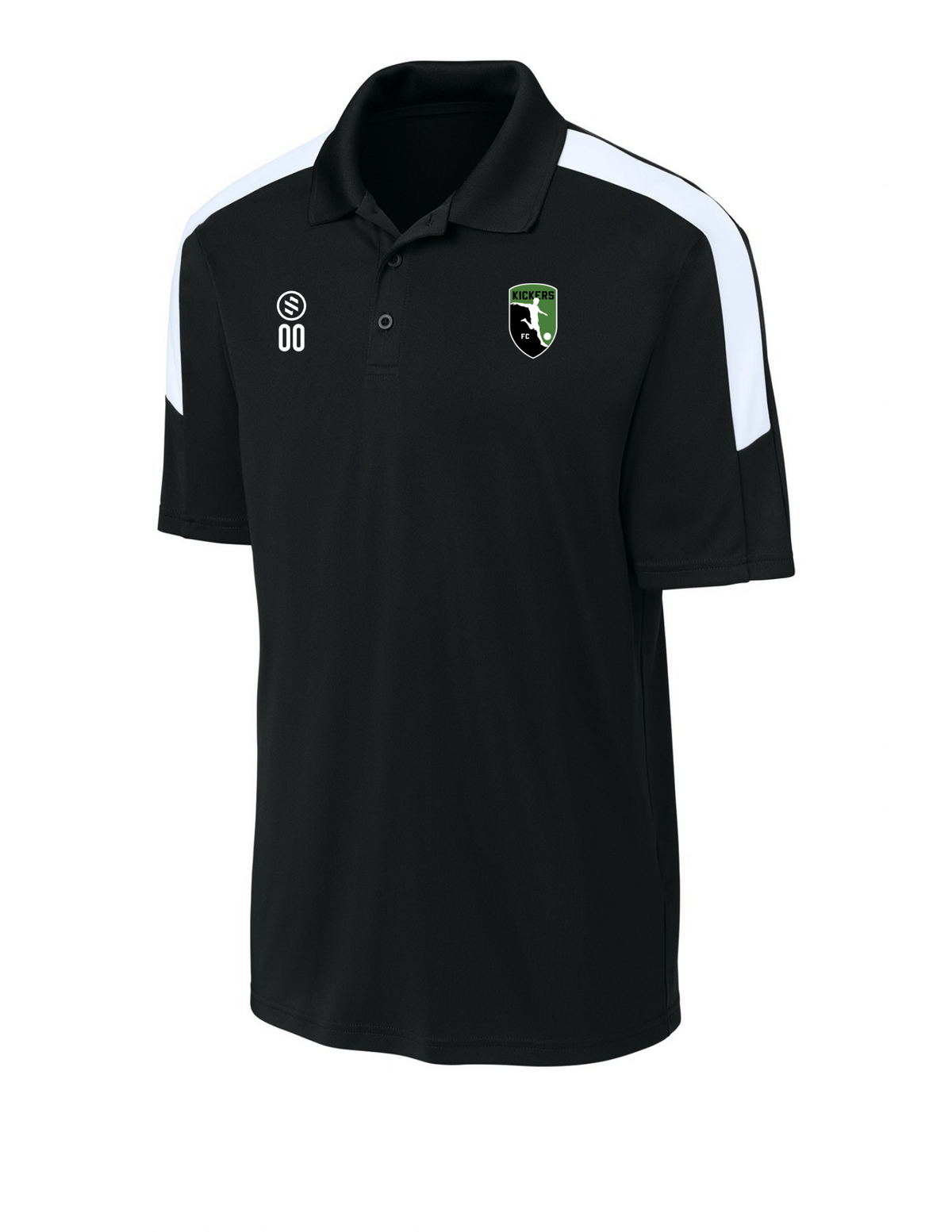 Kickers FC Coaches - Performance Stripe Polo - Men's - Black/ White