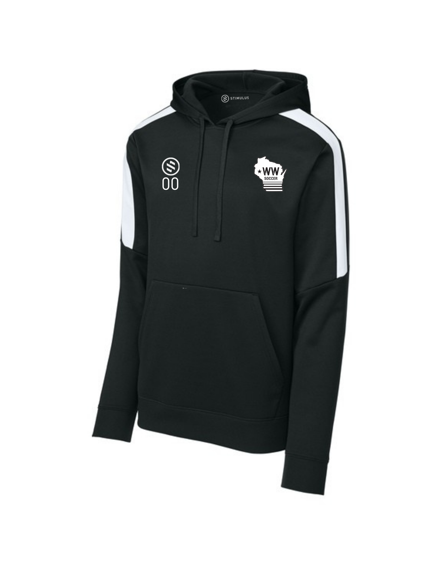 Western Wisconsin Coaches - Performance Stripe Hoodie - Adult - Black/ White