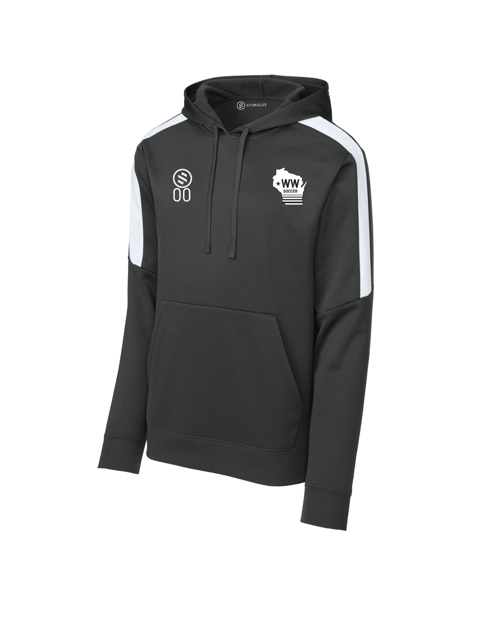 Western Wisconsin Coaches - Performance Stripe Hoodie - Adult - Iron Grey/ White