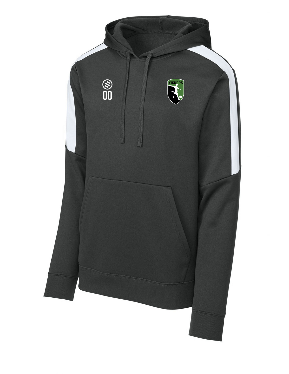 Kickers FC Coaches - Performance Stripe Hoodie - Adult - Iron Grey/ White