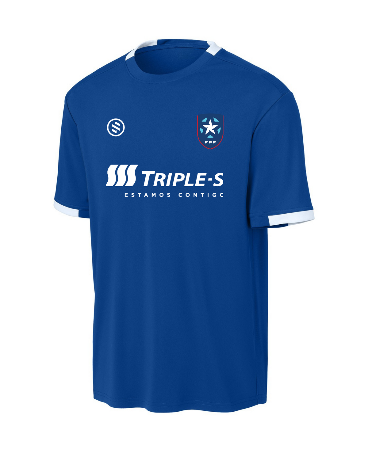 FPF Puerto Rico - Core Performance Tee - Adult - True Royal/ White (w sponsor logo)