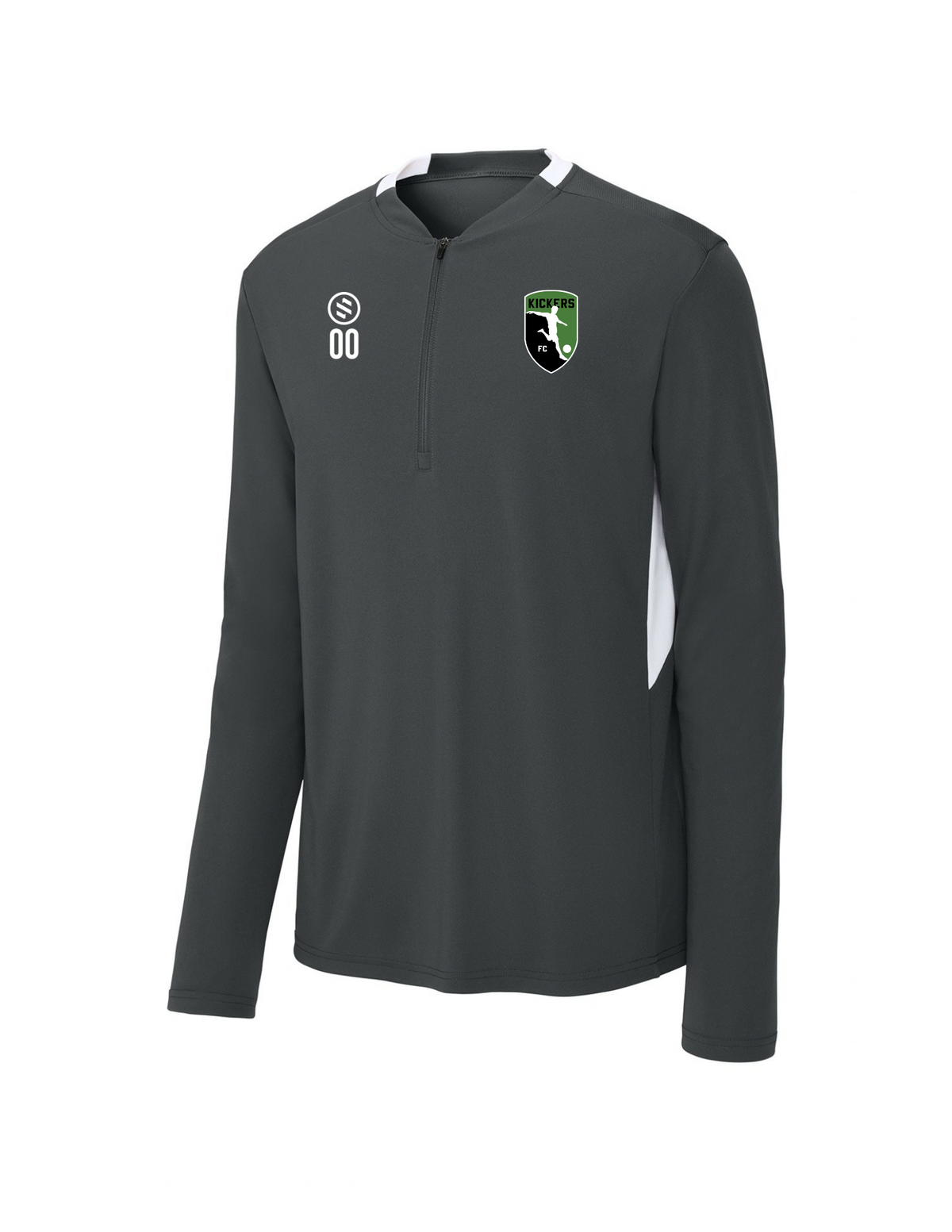 Kickers FC Coaches - Club 1/4-Zip Pullover - Iron Grey/ White