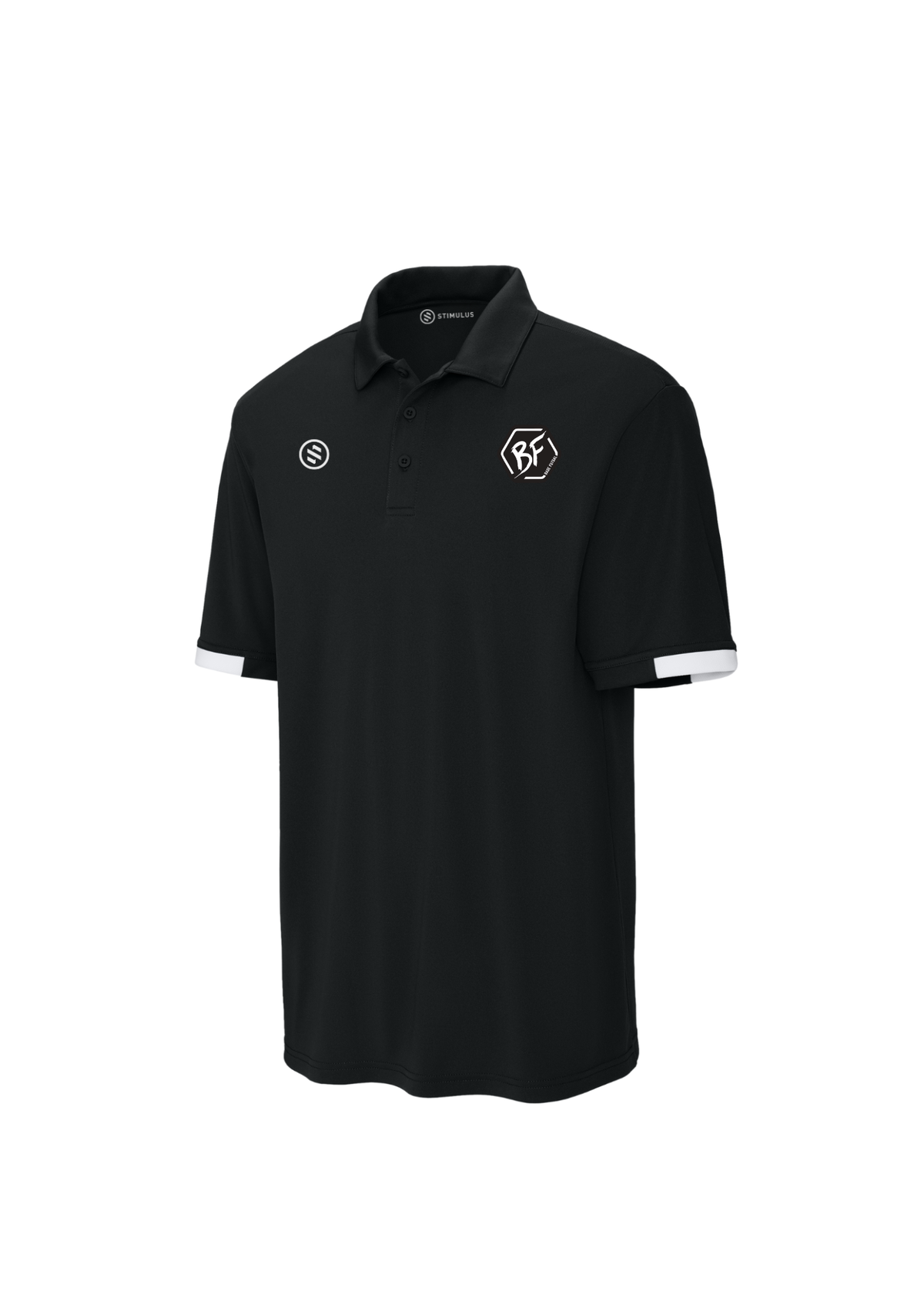 Base Futsal - Performance Stripe Polo - Black/ White