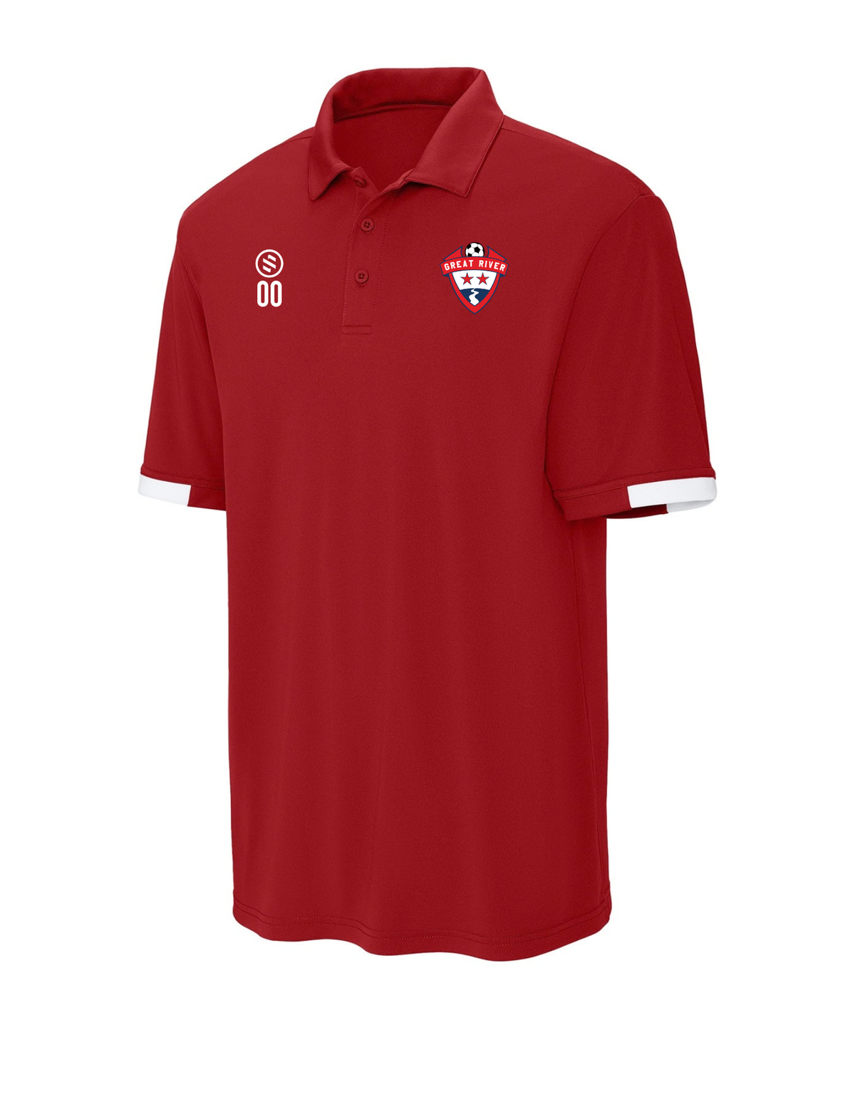 Great River SC - Core Performance Polo - Men's - Deep Red/ White