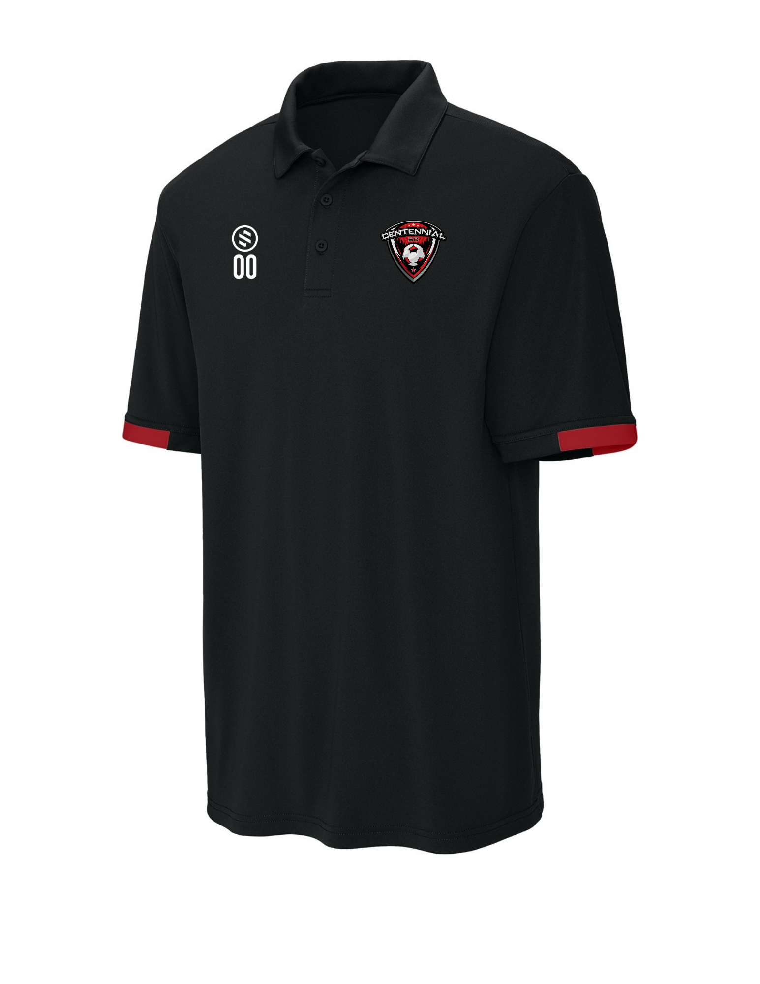 Centennial SC Coaches - Core Performance Polo - Men's - Black/ Deep Red