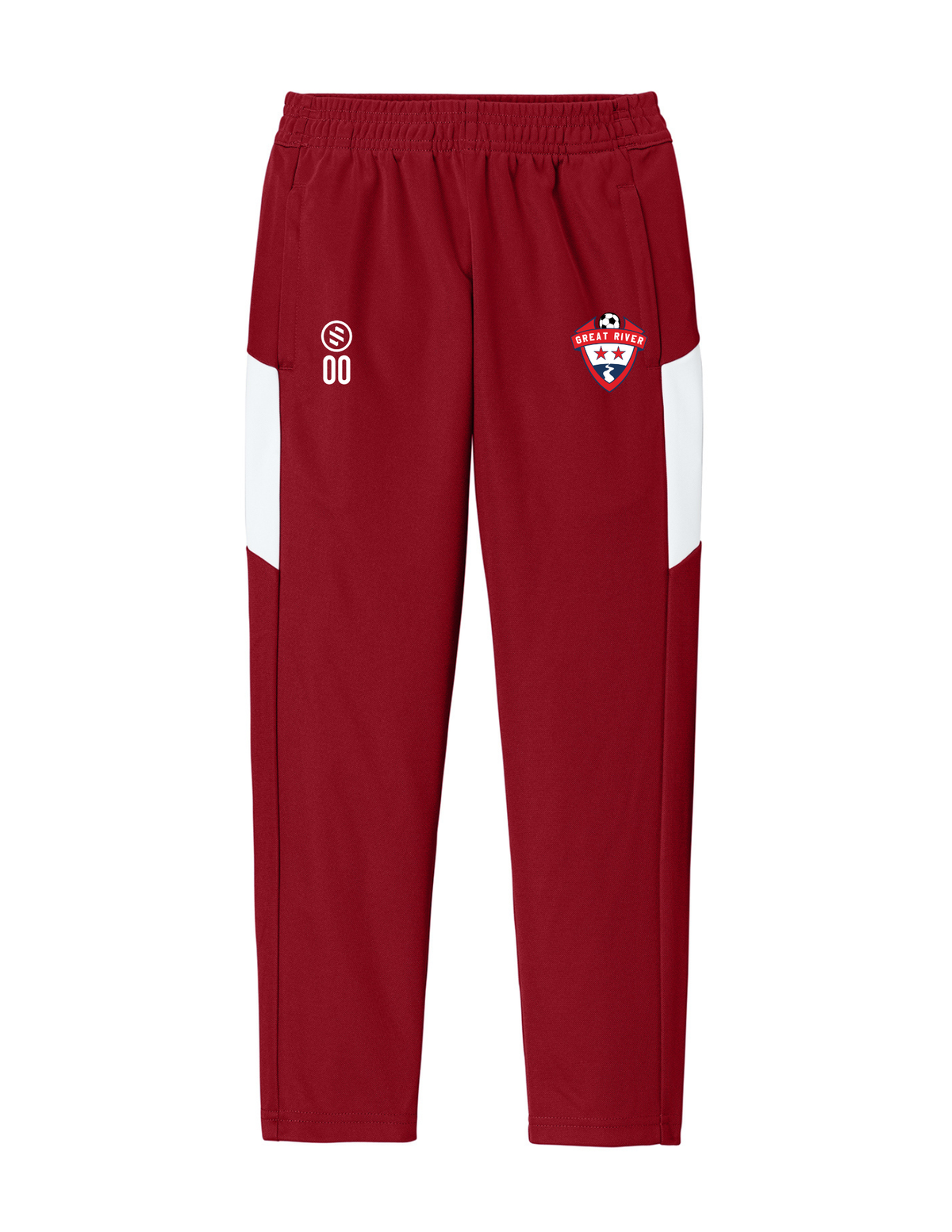 Great River SC - ProFit Tapered Pant - Youth - Deep Red/ White